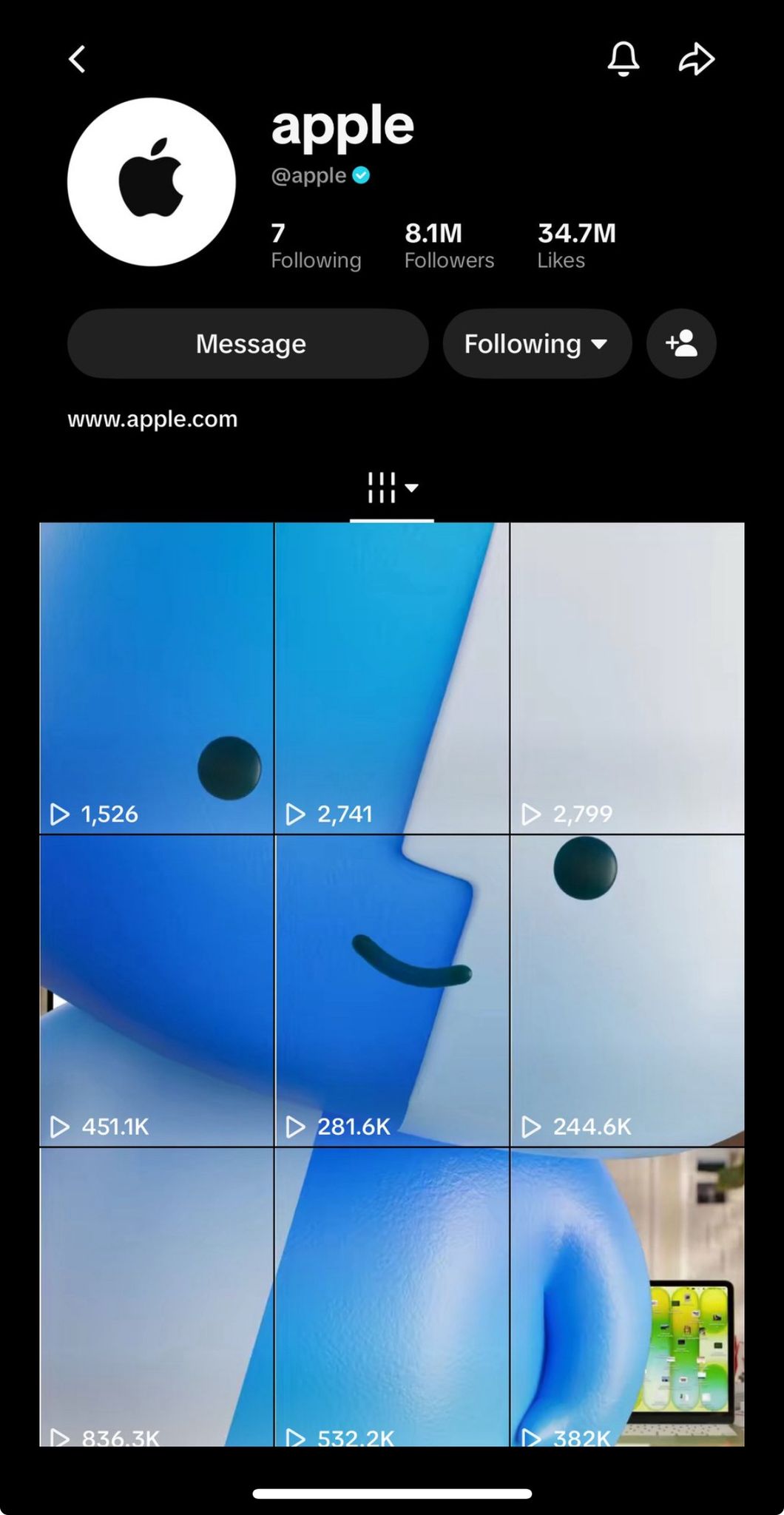 Apple's TikTok page